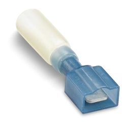 Sta-Kon® 14RB-6F RB Series Insulated Fork Terminal, 18 to 14 AWG Conductor, 0.97 in L, Brazed Seam/Serrated Barrel, Copper, Blue