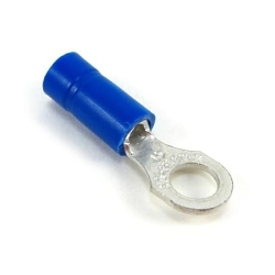 Sta-Kon® 14RB-6 RB Series Insulated Ring Terminal, 18 to 14 AWG Conductor, 0.97 in L, Brazed Seam Barrel, Copper, Blue