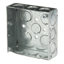 Steel City® 521511234EW Outlet Box, Steel, 21 cu-in Capacity, (1) Outlets, (17) Knockouts, 4 in H x 4 in W x 1-1/2 in D