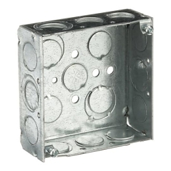 Steel City® 521511234EW Outlet Box, Steel, 21 cu-in Capacity, (1) Outlets, (17) Knockouts, 4 in H x 4 in W x 1-1/2 in D