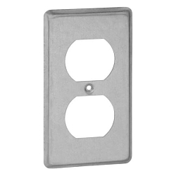Steel City® 58-C-7 Utility Outlet Box Cover With Duplex Flush Receptacle, 4 in L x 2-1/8 in W, Steel