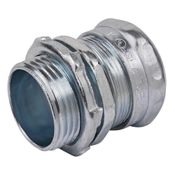 Steel City® TC113A Non-Insulated Compression Connector, 1 in Trade, For Use With EMT Conduit, Steel, Zinc Plated