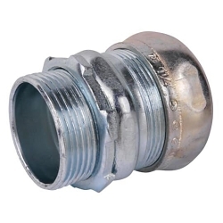 Steel City® TC114A Non-Insulated Compression Connector, 1-1/4 in Trade, For Use With EMT Conduit, Steel, Zinc Plated