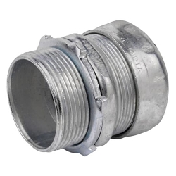 Steel City® TC115A Non-Insulated Compression Connector, 1-1/2 in Trade, For Use With EMT Conduit, Steel, Zinc Plated