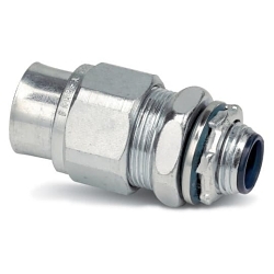 T&B® Industrial Fitting 3736 Conduit Connector With Insulated Throat, Sealing Ring, Iron Retainer, 2 in Trade, 45 deg, Malleable Iron
