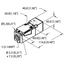 Turck BI15-CP40-FZ3X2/S10 Embeddable Rectangular Shielded Inductive Sensor, 2-Wire AC/DC Output, 1NO-1NC Contact, 20 to 250 V AC/10 to 300 V DC