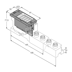 Turck BL67-2AO-I BL67 Electronic Analog Output Module, 2 Outputs, 0/4 to 20 mA Signal Range, 16 Bit Resolution