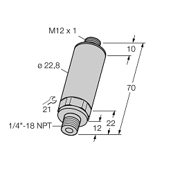 Turck PT200PSIG-13-LI3-H1131 PT Series Pressure Transmitter With 2-Wire Current Output, <2 ms Response, Analog Output, 8 to 33 V DC
