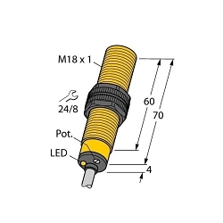 Turck BC5-S18-AP4X Capacitive Sensor, PNP Output, NO Contact, 65 V DC
