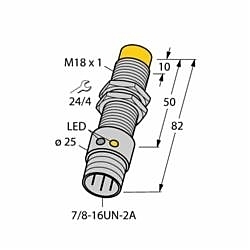 Turck NI12U-G18-ADZ30X2-B1331 Inductive Sensor, 1NO Contact, 20 to 250 V AC/10 to 300 V DC