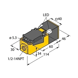 Turck NI35-CP40-FZ3X2/S10 Rectangular Inductive Sensor, 2-Wire Output, 20 to 250 VAC, 10 to 300 VDC