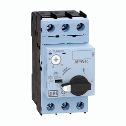 WEG MPW40-3-D016 MPW40 Motor Protector, 600 V AC, 1.6 A, 65 kA Interrupt, 3 Poles, Thermal Magnetic Trip