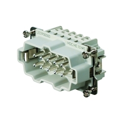 Weidmuller 1203900000 RockStar HE Heavy Duty Male Rectangular Insert, 14 to 20 AWG Wire, Screw Connection, Copper/Polycarbonate