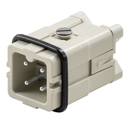 Weidmuller 1498100000 HA Series Heavy Duty Male Rectangular Connector, 3 Positions, 1 Shell, 20 to 14 AWG, Copper Alloy