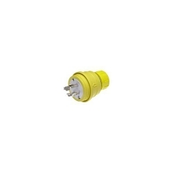 Woodhead® Watertite® 28W76 3-Phase Plug With Locking Blade, 480 VAC, 30 A, 3 Poles, 4 Wires, Yellow