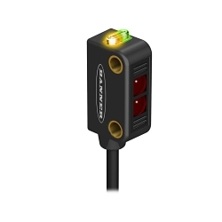 WORLD-BEAM® Q12RB6LVQ Miniature Self-Contained Sensor, Rectangle Shape, 1500 mm, Visible Red LED Sensing Beam, 0.7 ms Response, NPN/PNP Output