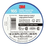 3M™ 7100169429 165 Multi-Purpose Tape, 60 ft L x 3/4 in W, 6 mil THK, Vinyl, Rubber Adhesive, PVC Backing, Blue