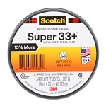 Scotch® 7100201470 Super 33 Vinyl Tape, 25 yd L 0.75 in W, 7 mil THK, Rubber Adhesive, PVC Backing, Black
