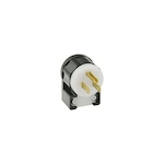 Leviton® 5266-CA Angled Cable Mount Grounding Straight Blade Plug, 125 VAC, 15 A, 2 Poles, 3 Wires, Black/White
