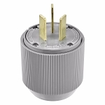 EATON Arrow Hart™ AutoGrip™ Eaton Wiring Devices 4524N Straight Blade Plug, 125/250 VAC, 50 A, 3 Poles, 3 Wires, Gray