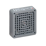 Federal Signal Vibratone® 350-120-30 Compact Heavy-Duty Electronic Horn, 120 VAC, 0.18 A, 100 dB Sound, Indoor/Outdoor, Surface Mount, Gray, ARRA Compliant|BAA Compliant|CSA Certified|cUL Listed|FM Approved|UL Listed
