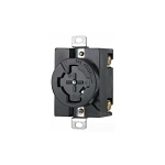 EATON Arrow Hart™ Power-Lock 20443N Single Locking Receptacle, 480 VAC, 30 A, 3 Poles, 4 Wires, Black