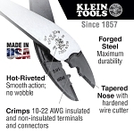 Klein® 1005 Crimping/Cutting Tool, 22 to 10 AWG Cable/Wire