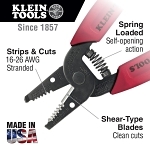 Klein® 11046 Wire Stripper/Cutter, 26 to 16 AWG Cable/Wire