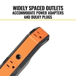 Klein® 29602 Heavy Duty Power Outlet Strip, 125 V, 15 A, (5) Outlets, 6 ft L Cord