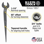 Klein® 3212 Erection Open End Wrench, 1-1/4 in Wrench, 60 deg Offset, 16-5/8 in L, Forged Alloy Steel, Industrial Black