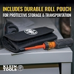 Klein® 32288 8-in-1 Interchangeable Insulated Screwdriver Set, 7 Pieces, Phillips®/Slotted/Square Point, Cushion Grip Handle, Induction Hardened Steel, ASTM F1505