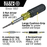 Klein® 32517 Multi-Bit Tap Tool Driver, Black/Yellow Cushion Grip Handle