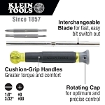 Klein® 32581 4-in-1 Rotating Electronic Screwdriver With Rotating Cap, 3 Pieces, Cushion Grip Handle, Steel