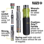 Klein® 32807MAG 7-in-1 Multi-Bit Nutdriver, 1/4 in, 5/16 in, 11/32 in, 3/8 in, 1/2 in, 7/16 in, 9/16 in, Black Cushion Grip Handle