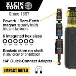 Klein® 32900 7-in-1 Impact Flip Socket, 1/4 in Drive Hex Drive, 1/4, 5/16, 11/32, 3/8, 7/16, 1/2 in Socket Impact Socket, 6 Points