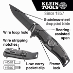 Klein® 44228 Open Electrician's Pocket Knife, Stainless Steel Drop Point Blade, 2.95 in L Blade, Bearing Assist Opening
