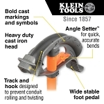 Klein® 51604 Conduit Bender, 10/22/30/45/60 deg Bend, 5-1/2 in Bend Radius, For Pipe Dia 3/4 in