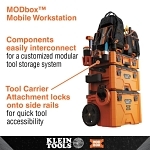 Klein® 54814MB Tool Carrier Rail Attachment, For Use With MODbox™ Rail System Components, Hard Plastic/Metal, Dark Gray