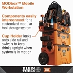 Klein® 54817MB Cup Holder Rail Attachment, For Use With MODbox™ Rail System Components, Hard Plastic, Orange/Dark Gray