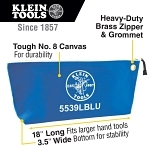 Klein® 5539LCPAK Large Wide-Bottom Canvas Tool Bag With Zipper, Blue/Red/Yellow