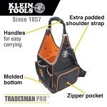 Klein® Tradesman Pro™ 554158-14 Large Open Top Closure Electrician's Tool Tote, 1680D Ballistic Weave, Black/Orange