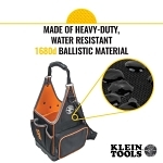Klein® Tradesman Pro™ 554158-14 Large Open Top Closure Electrician's Tool Tote, 1680D Ballistic Weave, Black/Orange
