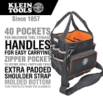 Klein® Tradesman Pro™ 5541610-14 Tote, 1680D Ballistic Weave, Black/Orange