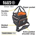 Klein® Tradesman Pro™ 5541610-14 Tote, 1680D Ballistic Weave, Black/Orange