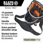 Klein® Tradesman Pro™ 55419SP-14 Shoulder Pouch, 1680D Ballistic Weave, Black/Orange