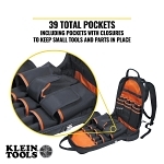 Klein® Tradesman Pro™ 55421BP-14 Tradesman Pro Tool Backpack, Polyester, Black/Orange