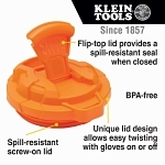 Klein® Tradesman Pro™ 55580 Vacuum Insulated Tumbler With Polypropylene Flip-Top Lid, 20 oz Capacity, Black/Orange, Stainless Steel, 3.59 in Dia x 8.4 in H