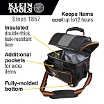 Klein® Tradesman Pro™ 55601 4-Compartment Soft Side Cooler, 12 qt Capacity, Black/Gray/Orange