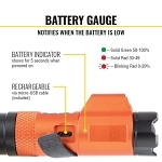 Klein® 56040 Rechargeable Focus Flashlight With Laser, LED Bulb, Aluminum Housing, 350 Lumens (High)/125 Lumens (Low) Lumens