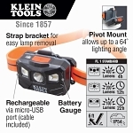 Klein® 56064 Headlamp Rechargeable Headlamp, LED Bulb, ABS Housing, 400, 1 Bulbs